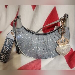 ALDO Rhinestone Denim Shoulder Bag and VS  Rhinestone Keychain Strap